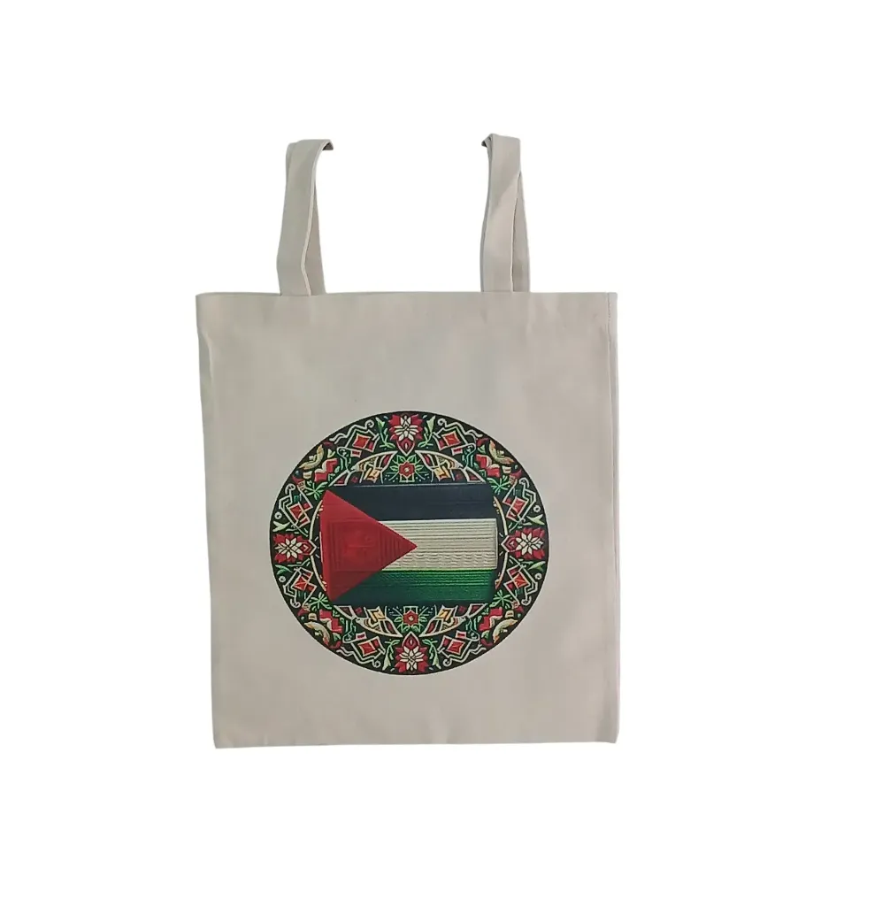 Tote Bag- Free Palestine - Circle -Cream 